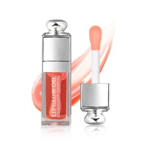 hydrating/moisturizing lip glow oil gloss transparent toot lip oil tinted non-sticky nourishing long lasting repairing lightening lip lines and dry lips lip care products (pink) 0.2 oz