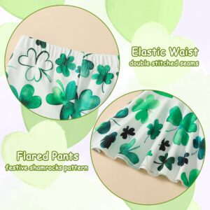 DEARBB Newborn Baby Girl My 1st St. Patrick’s Day/Easter Outfit Romper Lucky Shamrock Bunny Flare Pants Set Infant Toddler