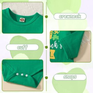 DEARBB Newborn Baby Girl My 1st St. Patrick’s Day/Easter Outfit Romper Lucky Shamrock Bunny Flare Pants Set Infant Toddler