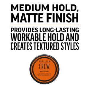 American Crew Men's Hair Matte Clay, Like Hair Gel with Medium/High Hold, 3 Oz (Pack of 1)