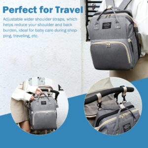 SALIFA Diaper Bag Backpack with Changing Station, Nappy Baby Bags with Portable Changing Pad, 900D Waterproof Multi-Function Travel Portable Mommy Bag, Gray