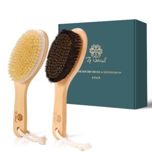 ZP Natural Dry Brushing Body Brush Set, Negative Ion Exfoliating Brush, Ergonomic Grip Design, Exfoliate with Ion Dry Brush to Wake Up The Body