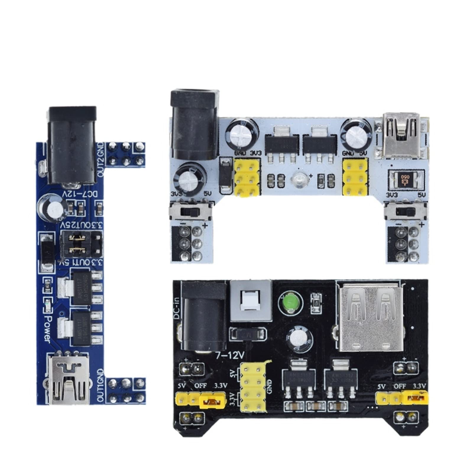 HIFASI Mb-102 Breadboard Power Supply Module /mb102 White Breadboard Dedicated Power Module 2-Way 3.3V 5V MB-102 Solderless Bread Board (Color : MB102 Black)