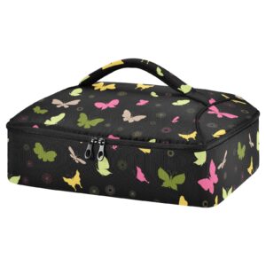 nfmili casserole carrier for hot and cold color butterfly silhouette print, insulated food delivery bag reusable warmer carrier bag with inner pocket aesthetic print 15.75×11.81×3.94 inch