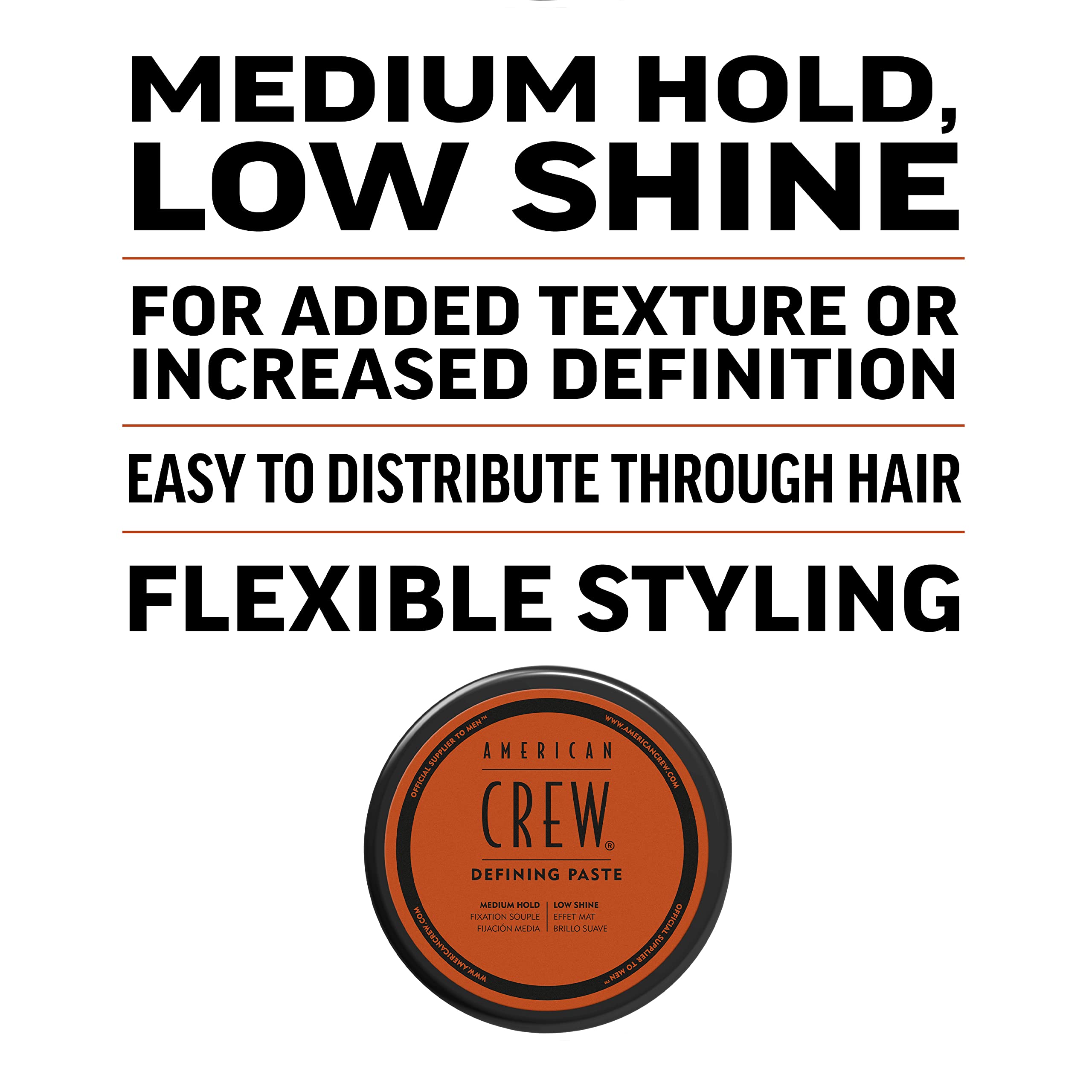 American Crew Men's Hair Defining Paste, Like Hair Gel with Medium Hold Hair Gel & Low Shine, 3 Oz (Pack of 1)