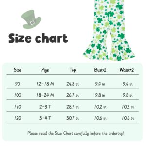 Sinda Toddler Baby Girl St. Patrick's Day Outfit Lucky Clover Print Sleeveless Bell-bottom Pants St.Patrick's Day Jumpsuit