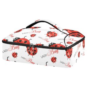 nfmili casserole carrier for hot and cold watercolor ladybugs print, insulated food delivery bag reusable warmer carrier bag with inner pocket aesthetic print 15.75×11.81×3.94 inch