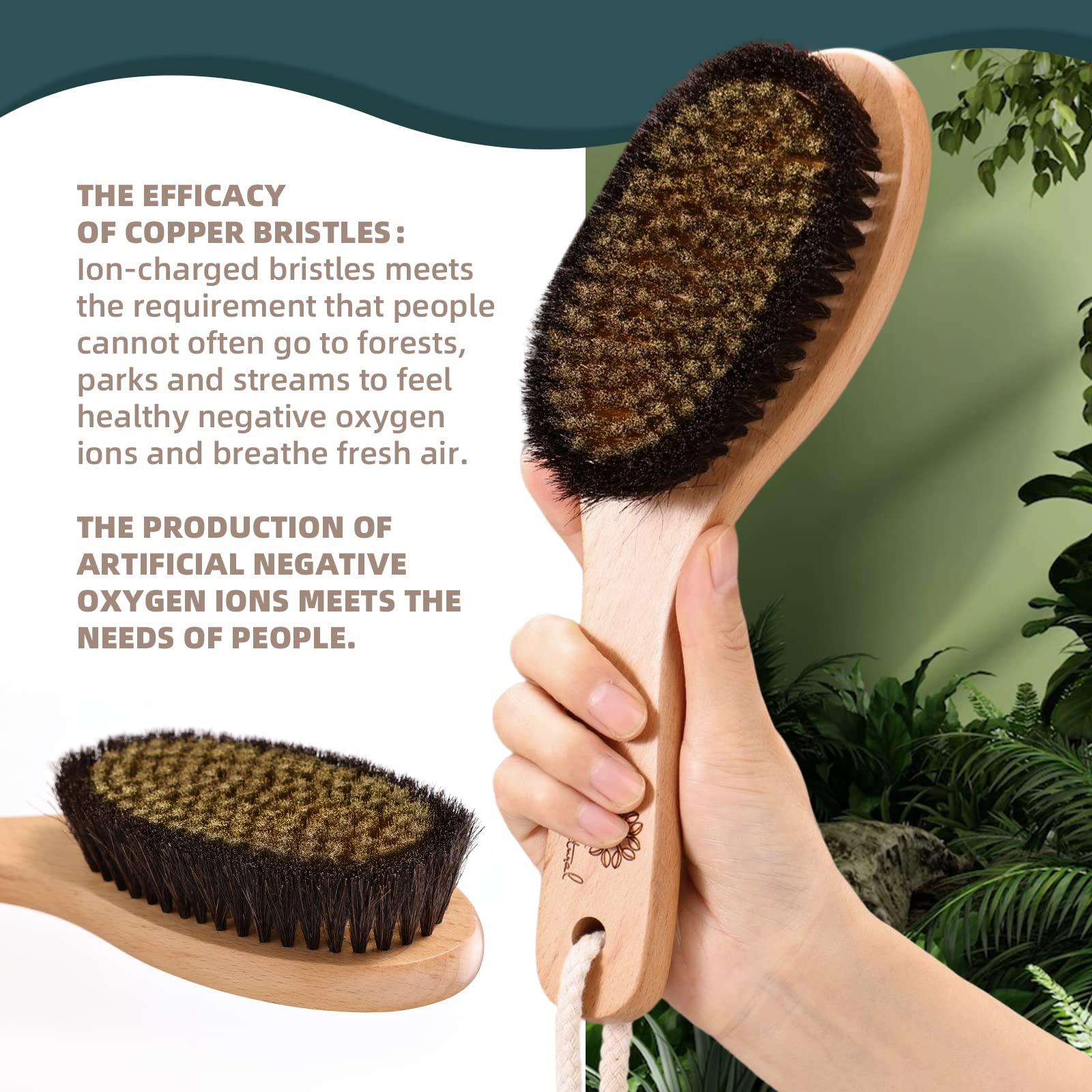 ZP Natural Dry Brushing Body Brush Set, Negative Ion Exfoliating Brush, Ergonomic Grip Design, Exfoliate with Ion Dry Brush to Wake Up The Body