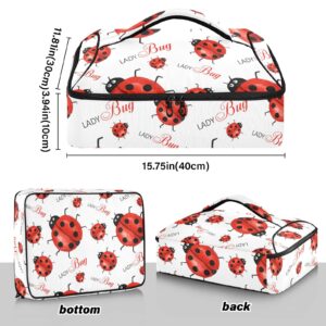 NFMILI Casserole Carrier for Hot and Cold Watercolor Ladybugs Print, Insulated Food Delivery Bag Reusable Warmer Carrier Bag with Inner Pocket Aesthetic Print 15.75×11.81×3.94 inch