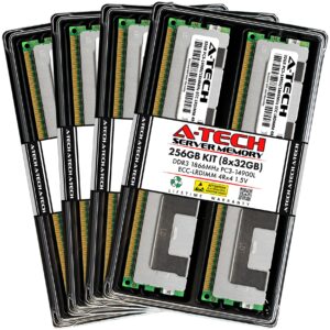 a-tech 256gb kit (8x32gb) ddr3 1866mhz pc3-14900l ecc lrdimm 4rx4 quad rank 1.5v load reduced dimm 240-pin server ram memory upgrade modules (a-tech enterprise series)