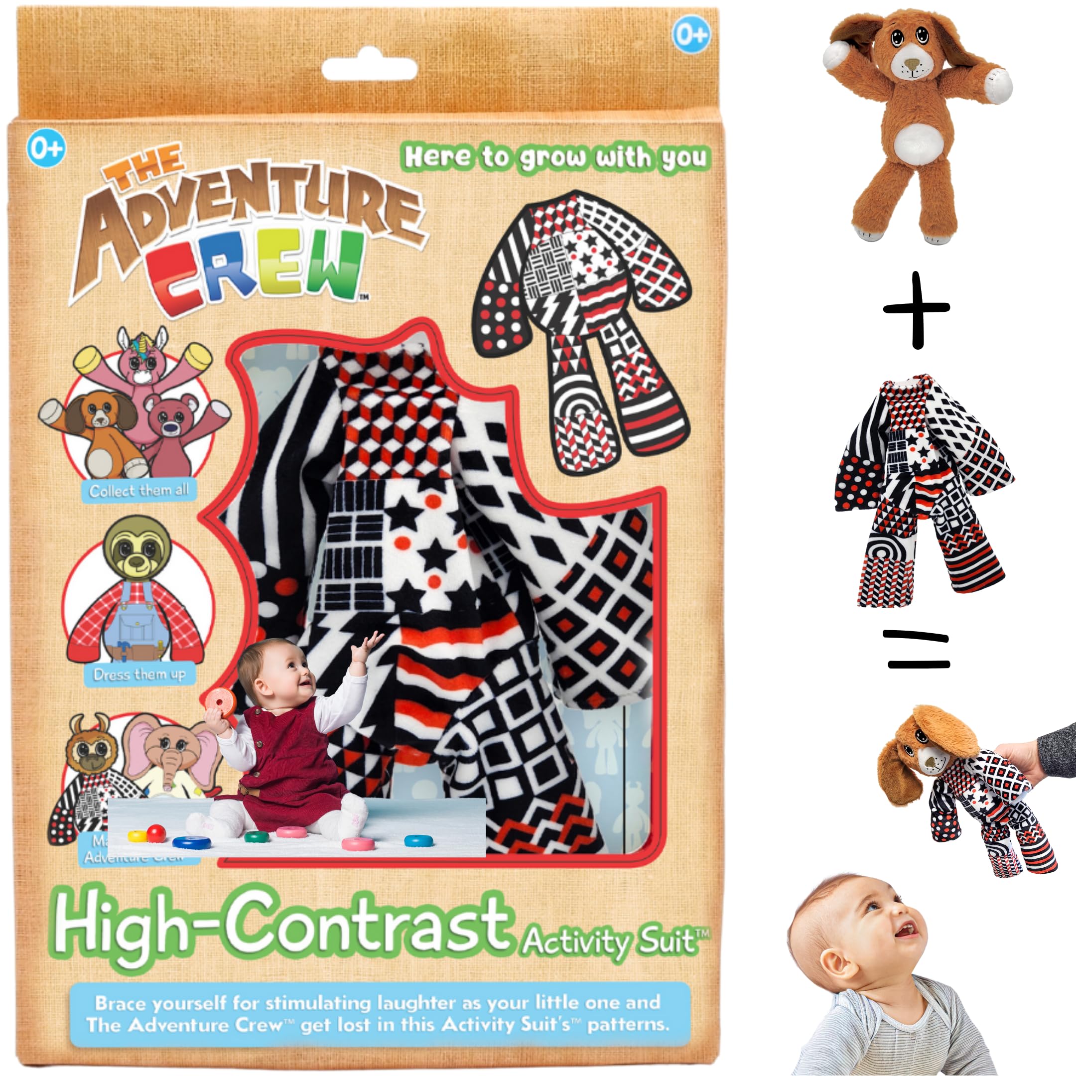 Nobory Toys The Adventure Crew High Contrast Sensory Activity Suit for Infants and Toddlers | Interchangeable with The Adventure Crew Plush Characters | Early Learning Toy