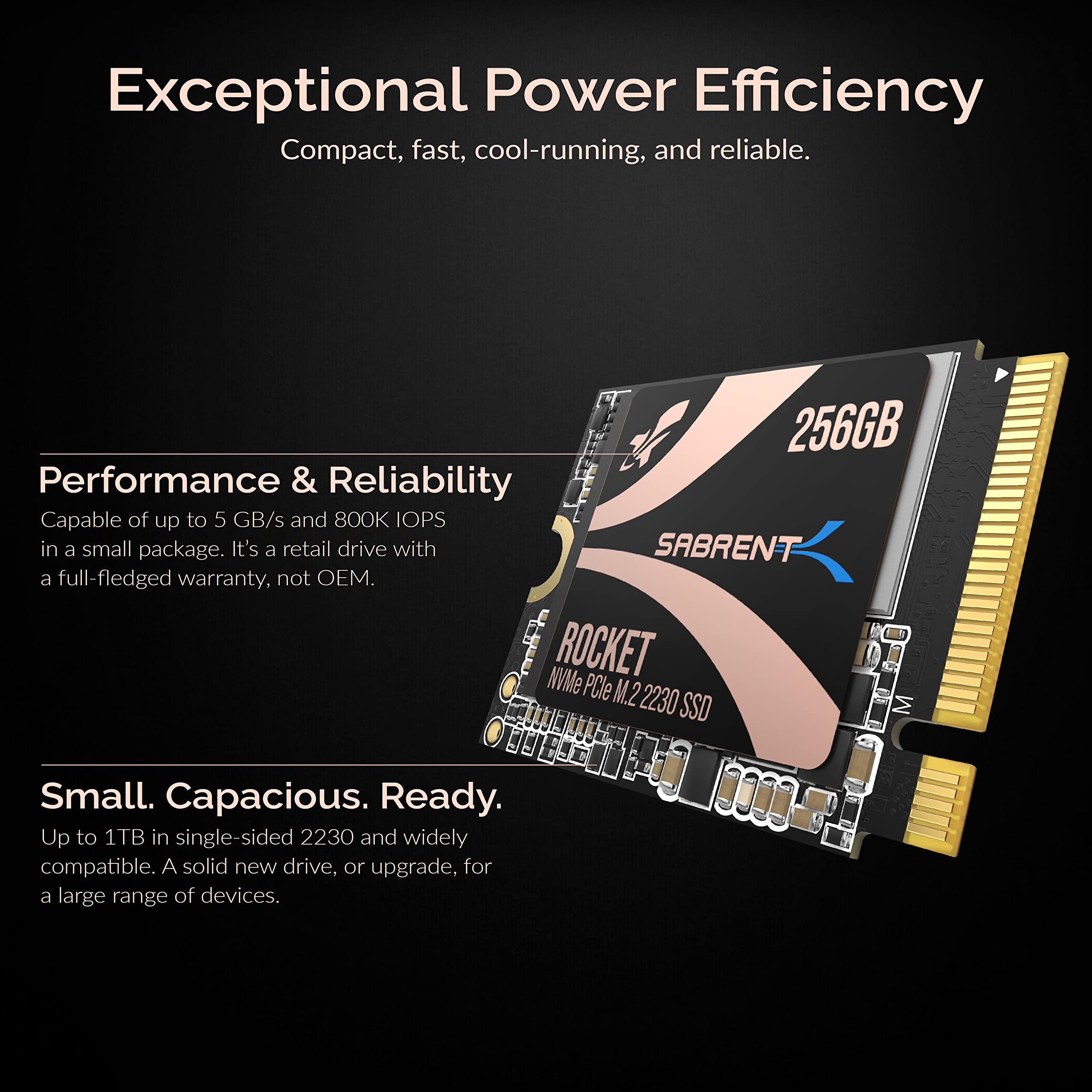 SABRENT Rocket 2230 NVMe 4.0 256GB High Performance PCIe 4.0 M.2 2230 SSD [SB-2130-256]