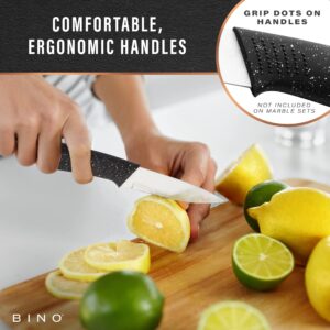 BINO 2-Piece Stainless Steel Paring Knife & Utility Knife with Blade Guards Set - Speckled Black | Sharp Knife Set with Good Grip | Cooking Knives | Peeling & Cutting Fruits & Vegetables | Meal Prep