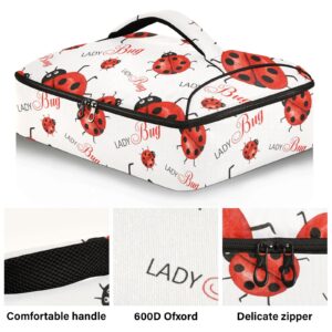 NFMILI Casserole Carrier for Hot and Cold Watercolor Ladybugs Print, Insulated Food Delivery Bag Reusable Warmer Carrier Bag with Inner Pocket Aesthetic Print 15.75×11.81×3.94 inch