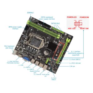 LGA 1151 Motherboard, H310B Micro ATX Computer Motherboard for Desktop PC, Support LGA 1151 6 7 8 9Gen, M.2 Hard Disk, DDR4, SATA3.0, USB3.0, for Realtek811 Gigabit Network Card