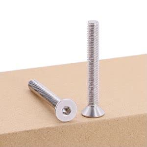 M4-0.7 x 30mm (60 pcs) Flat Socket Cap Screws, 304 Stainless Steel 18/8, Full Thread, Countersunk Head, Connections Bolts, DIN7991