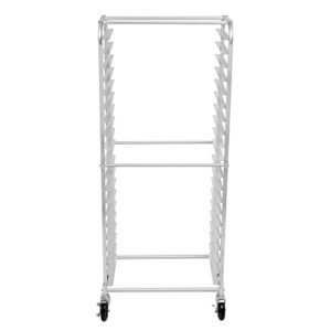 Restaurantware Kitchen Tek 28.25 x 18 x 69.25 Inch Bun Pan Rack 1 Sideload Sheet Pan Rack - Full-Height 2 Locking & 2 Non-locking Casters Silver Aluminum Bun Pan Rack With Wheels Holds 20 Pans