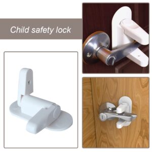 baixikly 4 Pack Child Proof Door Knob Covers Door Lever Lock Door Knob Child Proof Baby Proofing Door Lock,ABS with 3M Adhesive Backing, Cabinet Locks for Babies