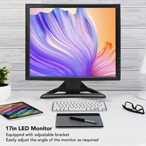 LED Computer Monitor, 17 Inch PC Monitor HD 720P 1080P Multimedia Interface Dual Speakers for Laptop Monitoring (US Plug)