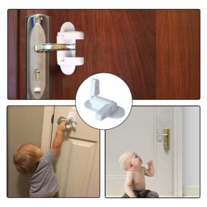 baixikly 4 Pack Child Proof Door Knob Covers Door Lever Lock Door Knob Child Proof Baby Proofing Door Lock,ABS with 3M Adhesive Backing, Cabinet Locks for Babies