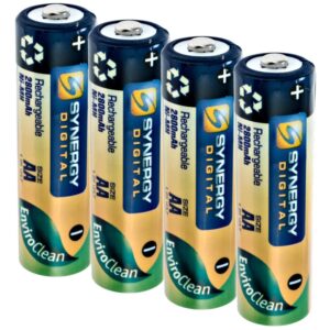 synergy digital aa batteries, 4-pack, ultra high capacity, double a rechargeable batteries (ni-mh, 1.25v, 2800 mah)