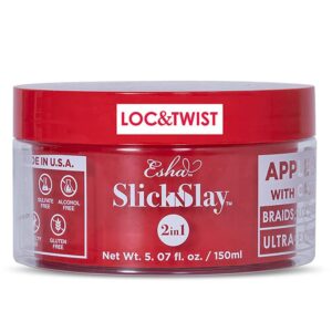 esha slick n slay braiding gel - 3-in-1 ultra extreme hold gel for locs, twists & edges - hydrating & conditioning shining formula - fast drying (apple, 5 oz.)