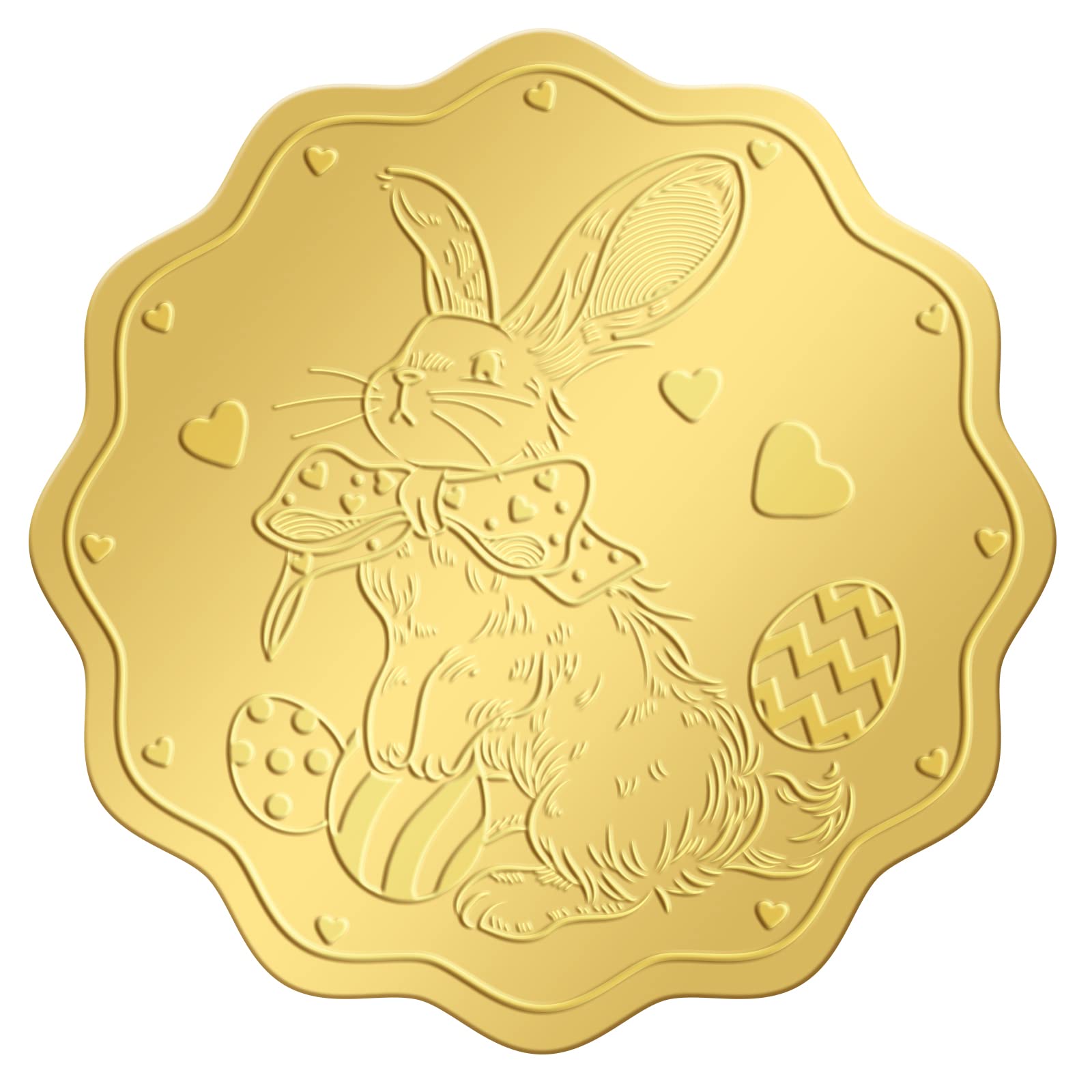 CRASPIRE Easter Bunny 2" Gold Foil Embossed Envelope Seals Stickers 100pcs Cute Rabbit Self Adhesive Embossing Certificate Seals Sticker Label for Wedding Invitations Gift Packaging