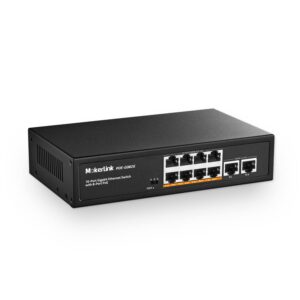 mokerlink 10 port gigabit poe switch, 8 ge poe+, 2 ge uplink, 10/100/1000mbps, 120w 802.3af/at poe, fanless plug & play ethernet switch