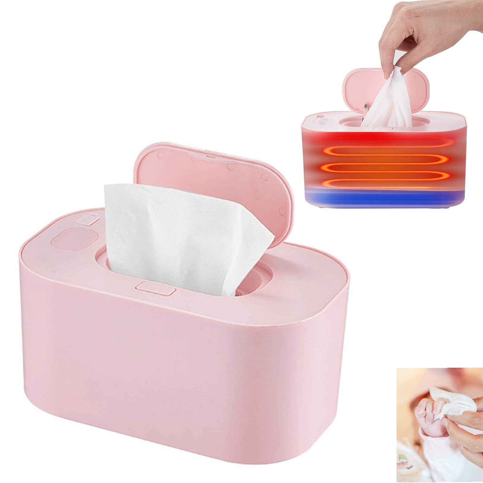 USB Baby Wipe Warmer,Wet Wipes Dispenser or Baby,Portable Wipe Warmer USB Baby Wipe Warmer,3 Temperature Modes,Large-Capacity Diaper Wipe Warmer for Home Car Travel