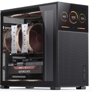 JONSBO D41 MESH SC Black ATX Computer Case with Screen, ATX Motherboard PC Case Mid Tower/Support RTX 4090(335-400mm) GPU 360/280AIO,Power ATX/SFX: 100mm-220mm Multiple Tool-Free Design,Black