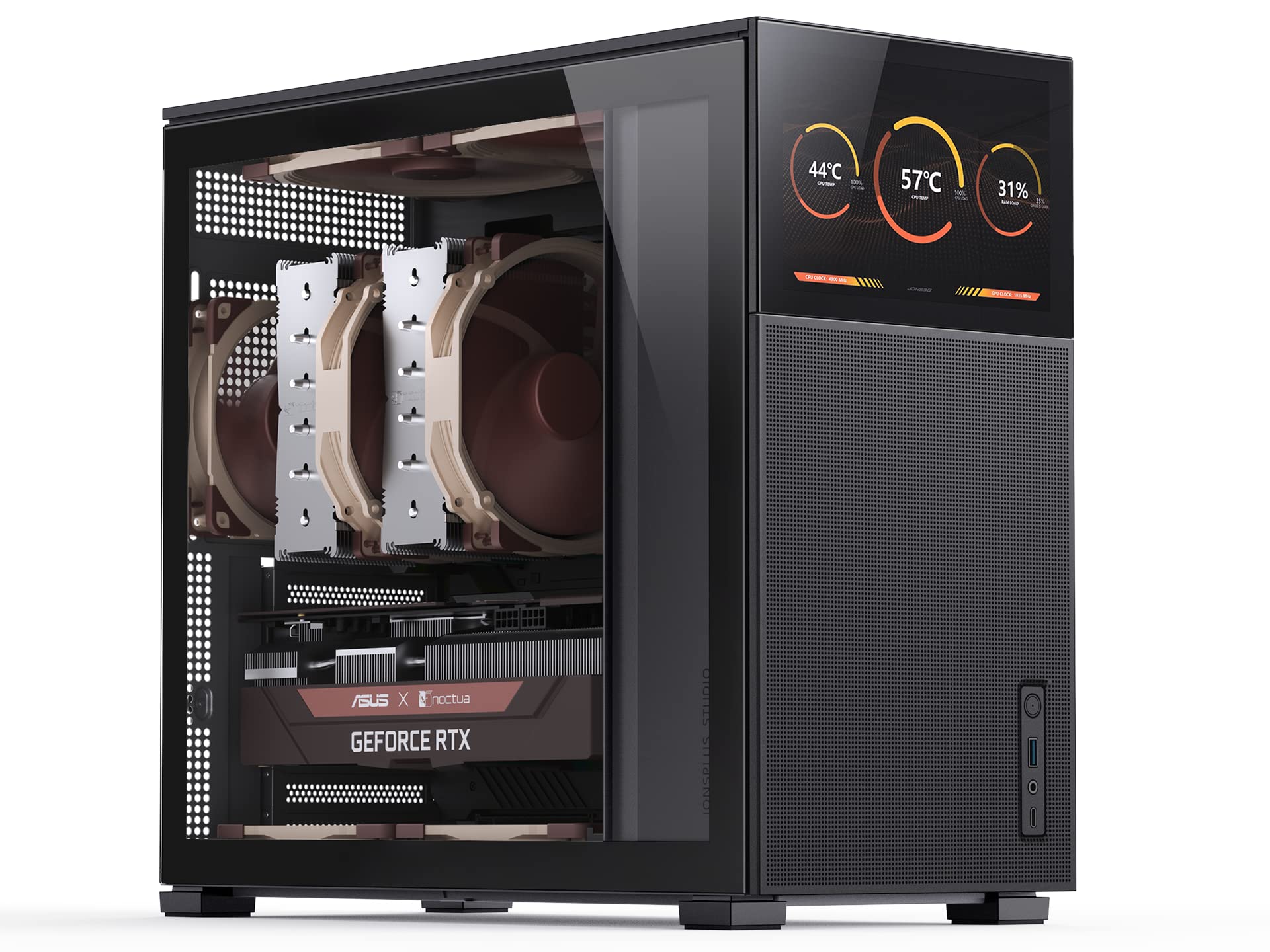 JONSBO D41 MESH SC Black ATX Computer Case with Screen, ATX Motherboard PC Case Mid Tower/Support RTX 4090(335-400mm) GPU 360/280AIO,Power ATX/SFX: 100mm-220mm Multiple Tool-Free Design,Black