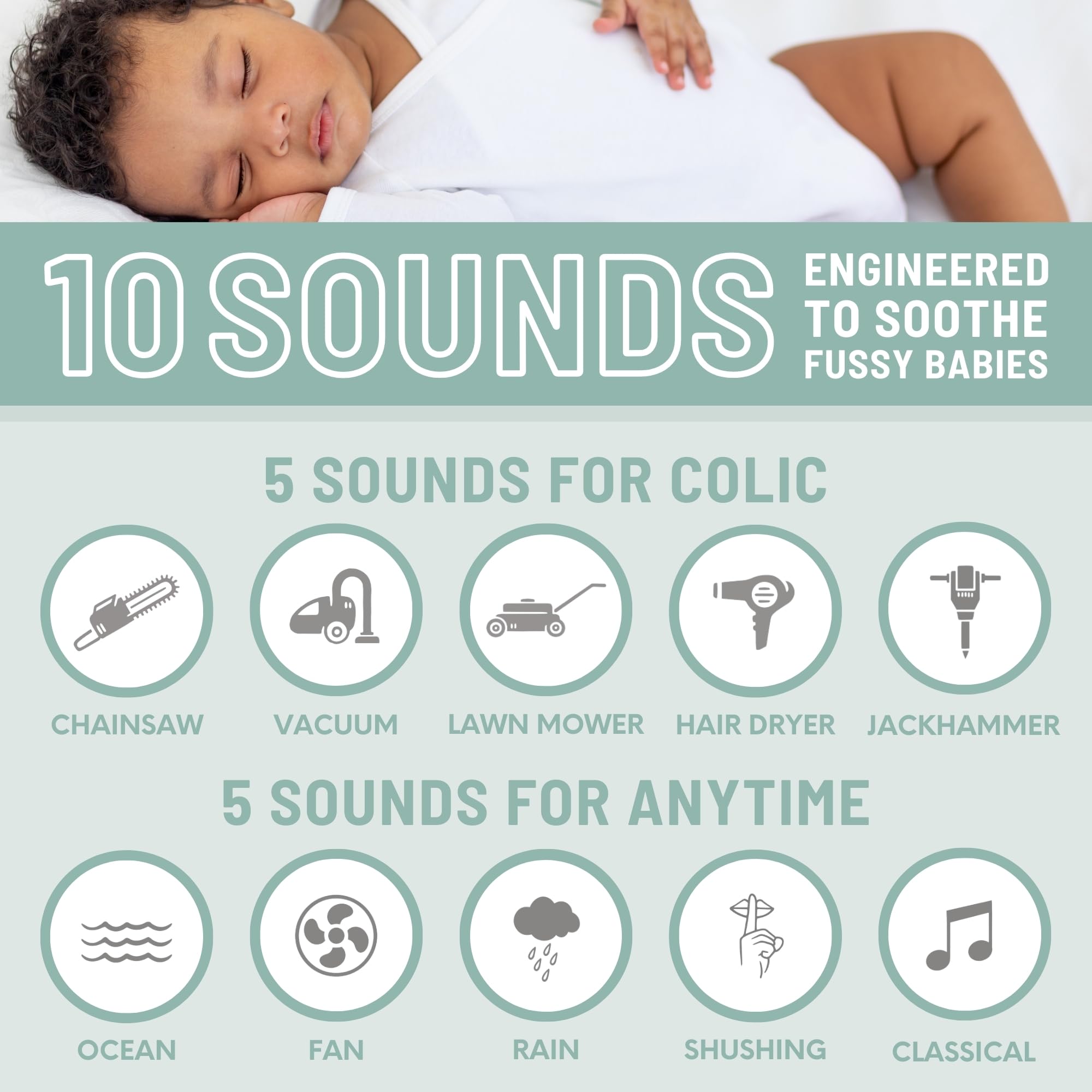 Instant Colic Baby Relief Sound Machine, Pediatrician-Approved, Mom's Choice Award, Colic Specific Engineered Sounds, No Medicine Or Drops, Designed by Mom of Colicky Babies, Colic Calm