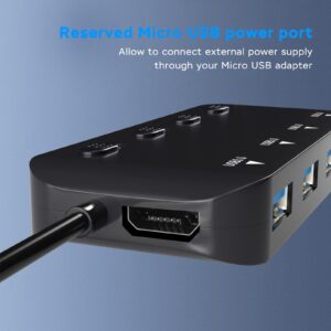 USB 3.0 Hub Splitter, 4-Port USB Extender Hub for Laptop, VVTOYER Multi USB Port Expander Adapter with Individual Power Switches