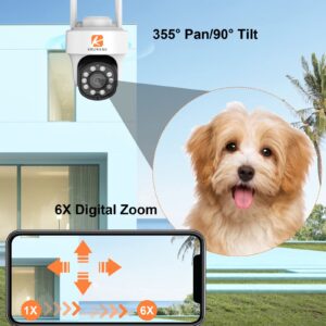 Home Security Cameras Outdoor, 5MP Super HD Dual Band 5Ghz WiFi Camera with Pan Tilt Zoom, Smart Home Baby Camera for Pet, 2-Way Audio, Sound/Motion Alerts, Work with Alexa & Google