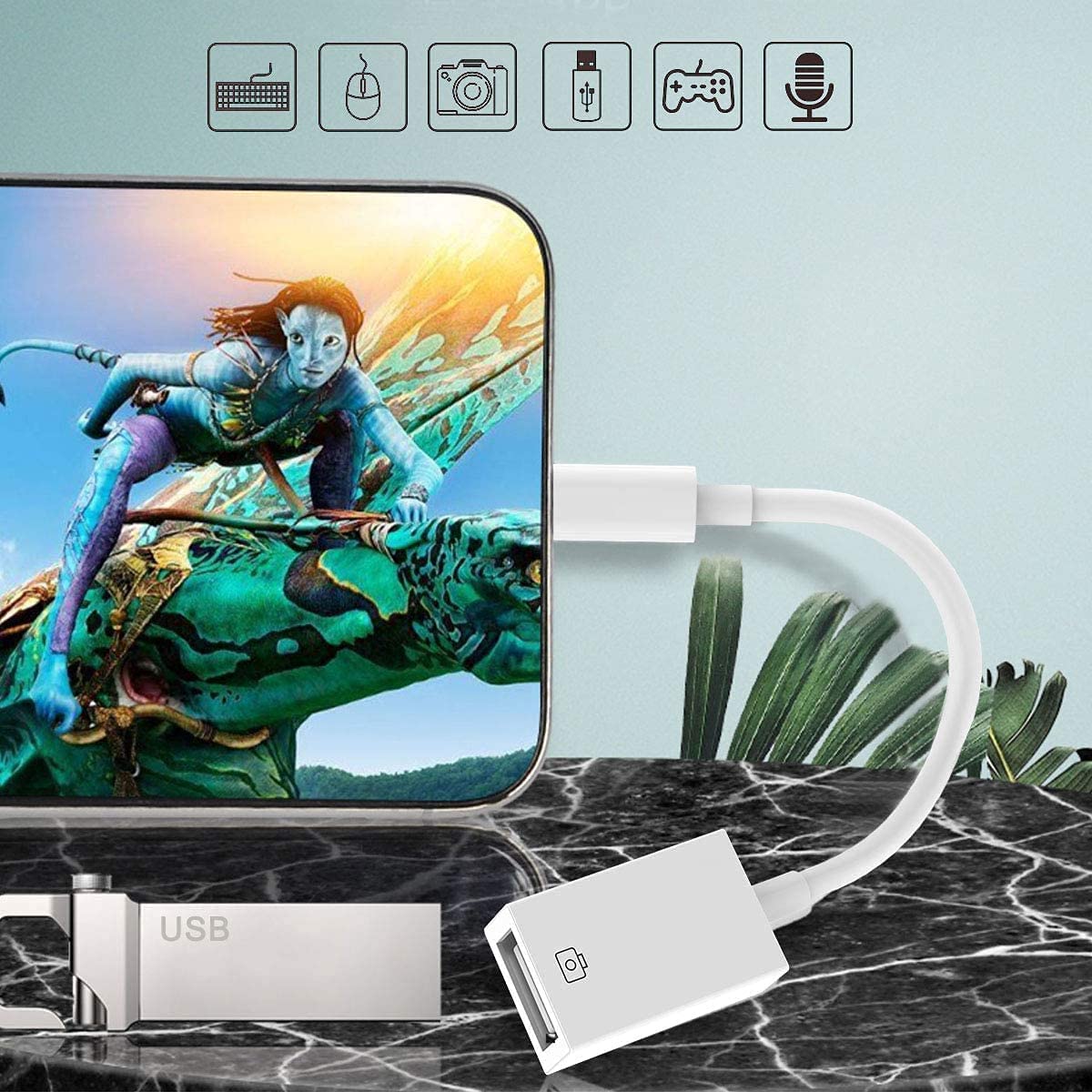 【Apple MFi Certified】 Lightning to USB Camera Adapter for iPhone/iPad, Female USB 3.0 OTG Cable Adapter Support Connect Camera,USB Flash Drive,Card Reader,MIDI Keyboard, Mouse