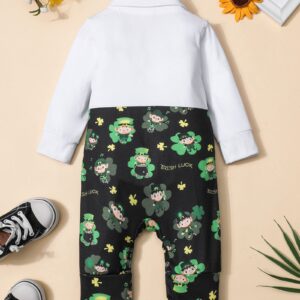 WIQI toddler boy St. Patrick's Day clothes Long Sleeve St. Pat's Day Shirt Romper Jumpsuit+ bow tie baby boy St. Patrick's Day outfit