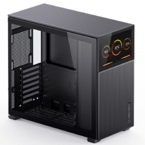 JONSBO D41 MESH SC Black ATX Computer Case with Screen, ATX Motherboard PC Case Mid Tower/Support RTX 4090(335-400mm) GPU 360/280AIO,Power ATX/SFX: 100mm-220mm Multiple Tool-Free Design,Black