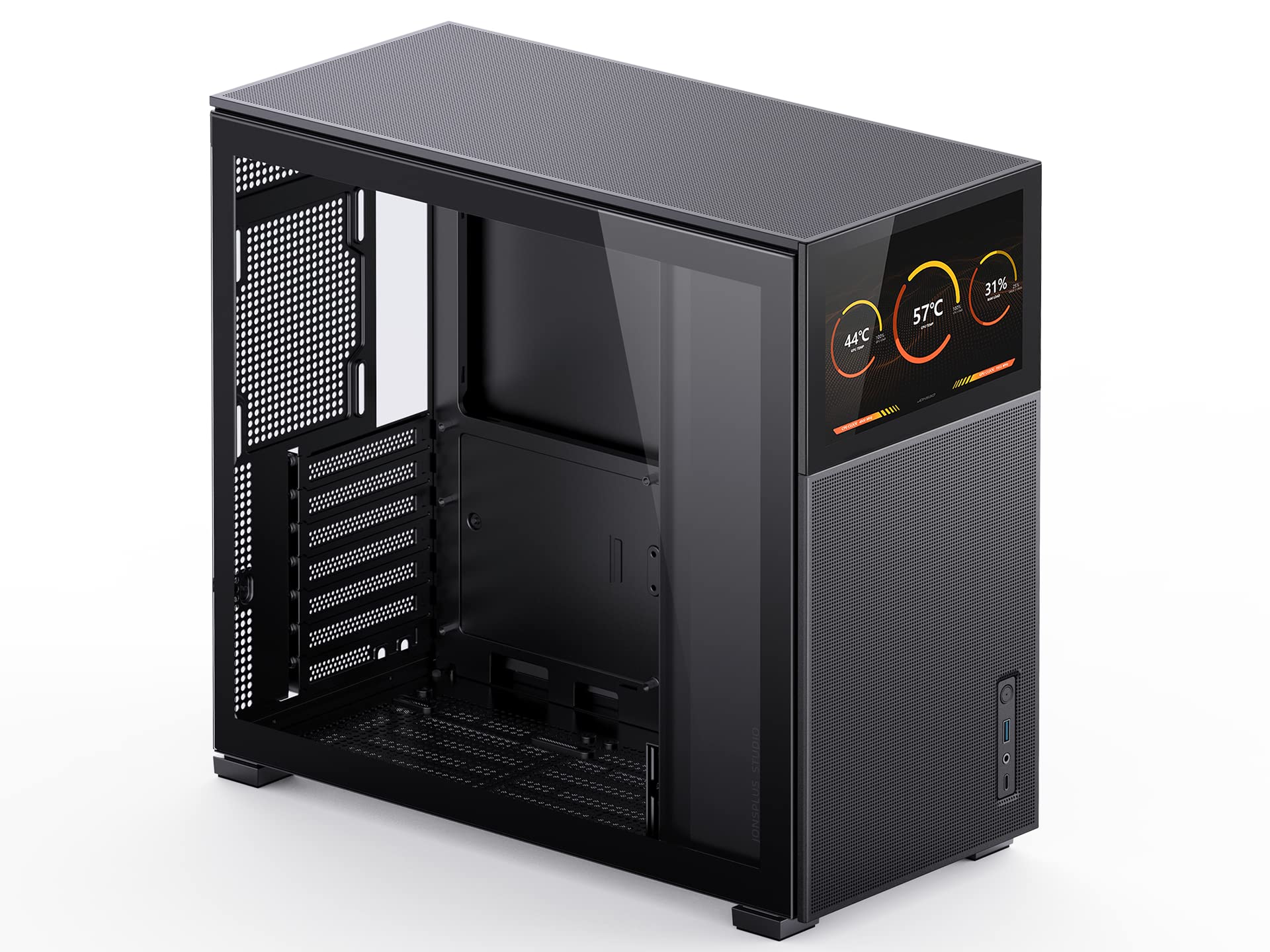 JONSBO D41 MESH SC Black ATX Computer Case with Screen, ATX Motherboard PC Case Mid Tower/Support RTX 4090(335-400mm) GPU 360/280AIO,Power ATX/SFX: 100mm-220mm Multiple Tool-Free Design,Black