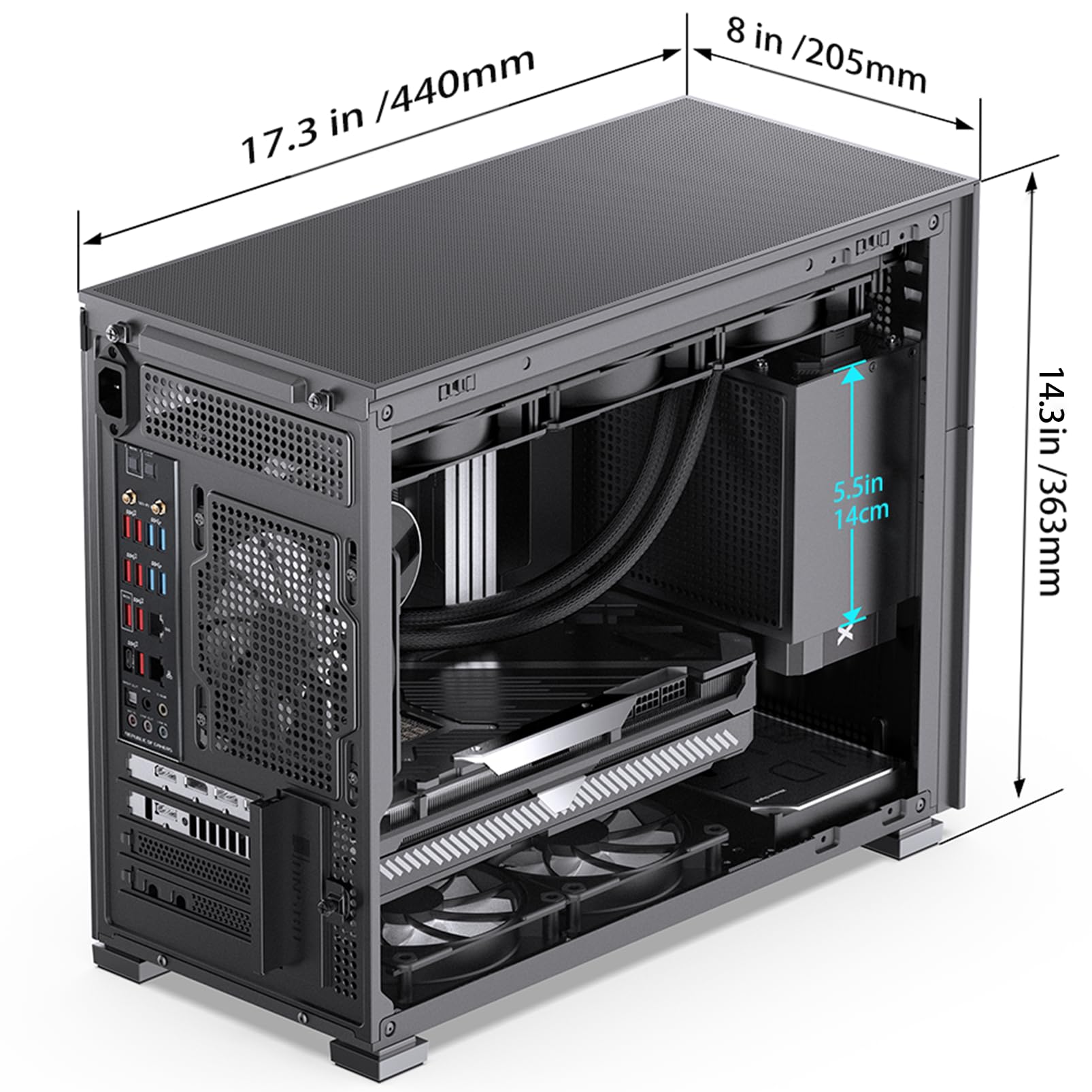 JONSBO D31 MESH Black Micro ATX Computer Case, M-ATX/ITX Mainboard/Support RTX 4090(335-400mm) GPU 360/280AIO,Power ATX/SFX: 100mm-220mm Multiple Tool-Free Design,Black