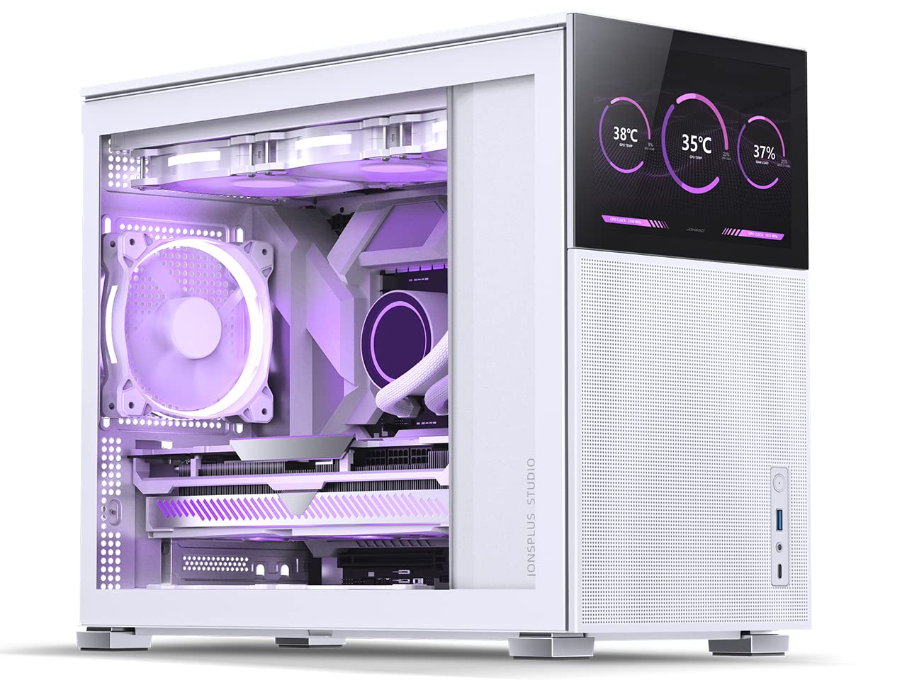 JONSBO D31 MESH SC White Micro Computer Case with Screen, M-ATX/ITX Mainboard/Support RTX 4090(335-400mm) GPU 360/280AIO,Power ATX/SFX: 100mm-220mm Multiple Tool-Free Design pc case