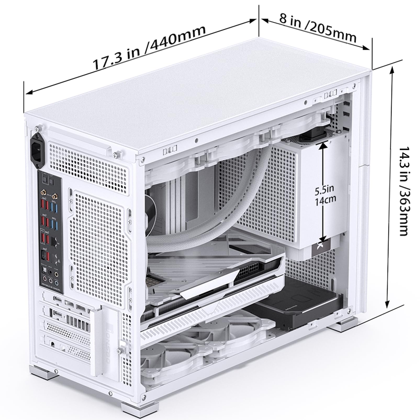 JONSBO D31 MESH White Micro ATX Computer Case, M-ATX/ITX Mainboard/Support RTX 4090(335-400mm) GPU 360/280AIO,Power ATX/SFX: 100mm-220mm Multiple Tool-Free Design,White