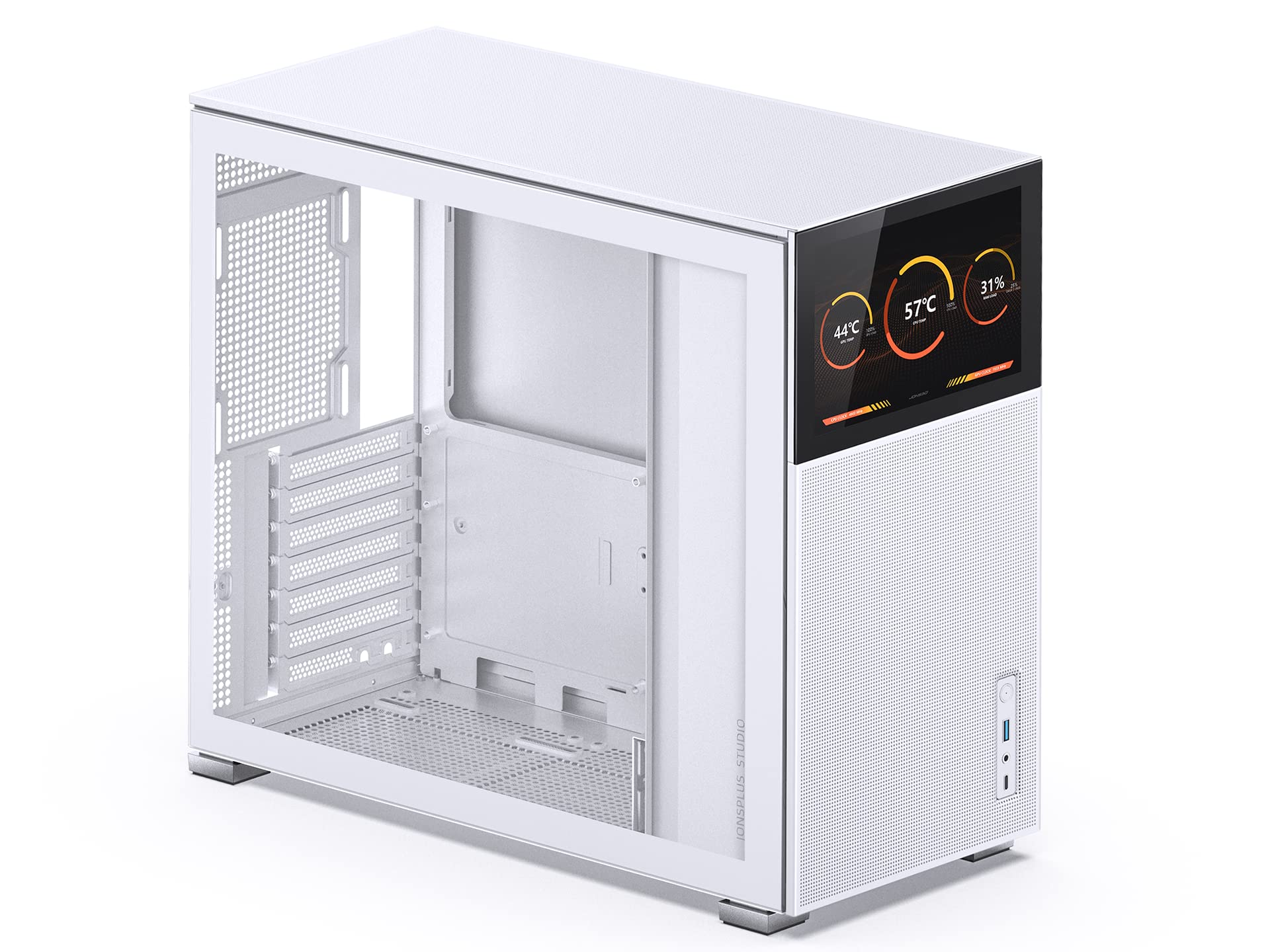 JONSBO D41 MESH SC White ATX Computer Case with Screen,ATX/M-ATX Mainboard/Support RTX 4090(335-400mm) GPU 360/280AIO,Power ATX/SFX: 100mm-220mm Multiple Tool-Free Design,White