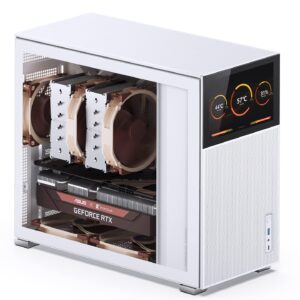 JONSBO D41 MESH SC White ATX Computer Case with Screen,ATX/M-ATX Mainboard/Support RTX 4090(335-400mm) GPU 360/280AIO,Power ATX/SFX: 100mm-220mm Multiple Tool-Free Design,White