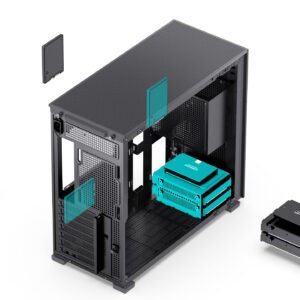 JONSBO D41 MESH Black ATX Computer Case, ATX/M-ATX Mainboard/Support RTX 4090(335-400mm) GPU 360/280AIO,Power ATX/SFX: 100mm-220mm Multiple Tool-Free Design, Black