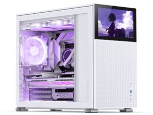 jonsbo d41 mesh sc white atx computer case with screen,atx/m-atx mainboard/support rtx 4090(335-400mm) gpu 360/280aio,power atx/sfx: 100mm-220mm multiple tool-free design,white