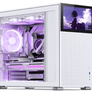 JONSBO D41 MESH SC White ATX Computer Case with Screen,ATX/M-ATX Mainboard/Support RTX 4090(335-400mm) GPU 360/280AIO,Power ATX/SFX: 100mm-220mm Multiple Tool-Free Design,White