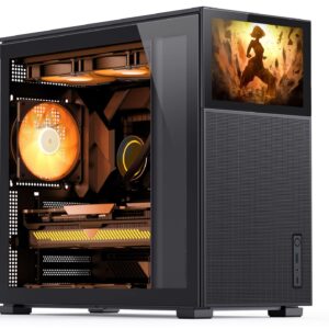 JONSBO D41 MESH SC Black ATX Computer Case with Screen, ATX Motherboard PC Case Mid Tower/Support RTX 4090(335-400mm) GPU 360/280AIO,Power ATX/SFX: 100mm-220mm Multiple Tool-Free Design,Black