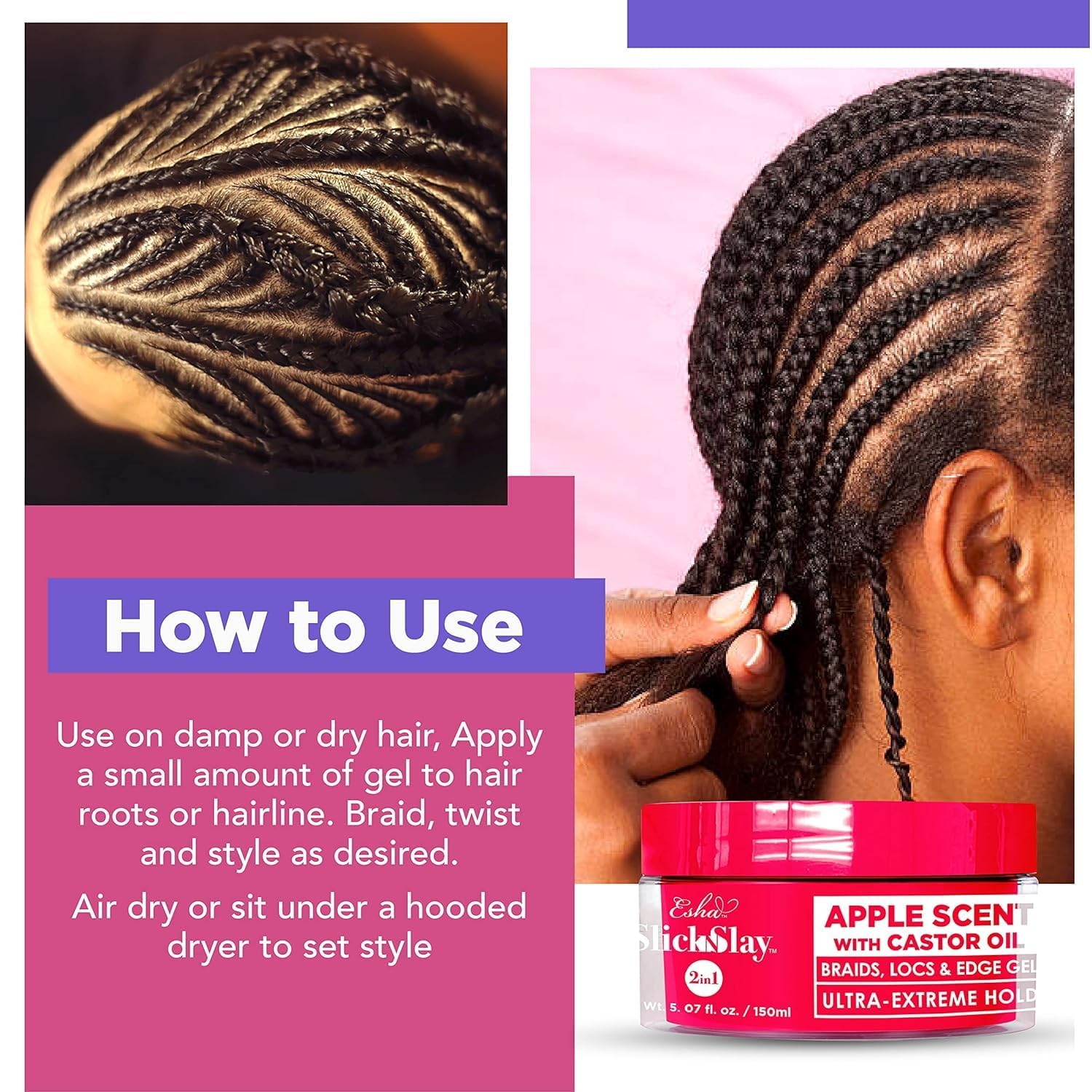 Esha Slick N Slay Braiding Gel (17 Oz., MELON)