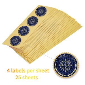 CRASPIRE 2 Inch Gold Embossed Envelope Seals Stickers Easter Cottontail Express 100pcs Adhesive Embossed Foil Seals Stickers Label for Wedding Invitations Gift Packaging