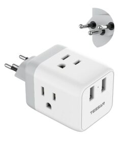 tessan switzerland plug adapter, swiss travel power adaptor with 3 outlets 2 usb ports, plug converter for us to switzerland, liechtenstein, rwanda, type j